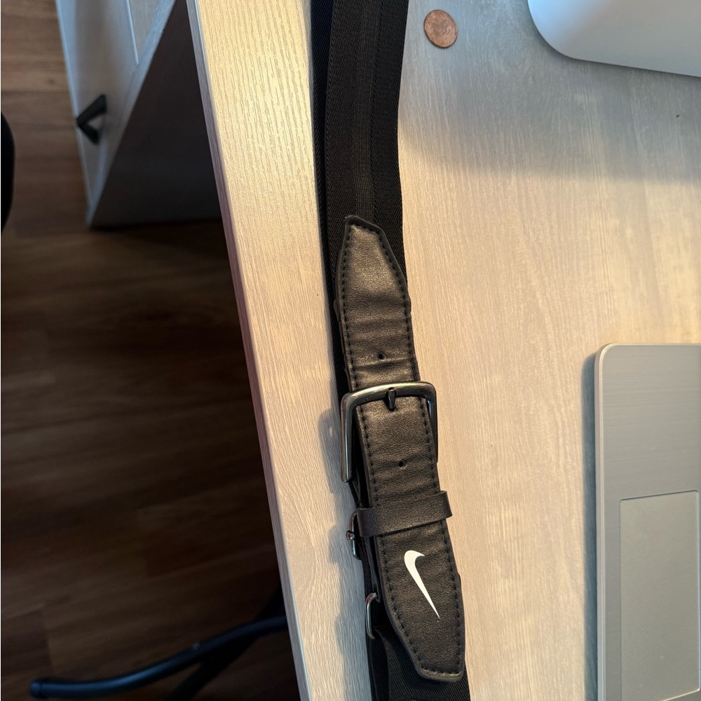 Nike Black Belt with White Swoosh